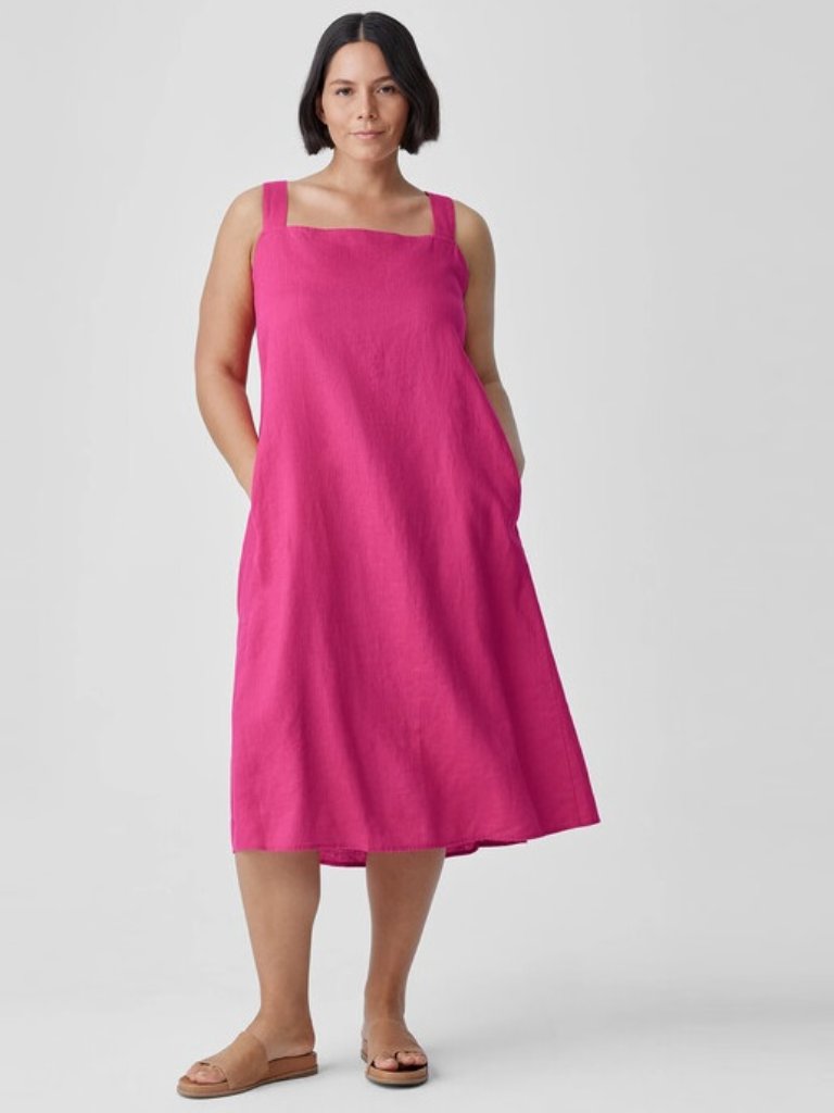 Eileen Fisher Organic Linen Square Neck Dress
